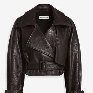 Nour Hammour Dark Brown Leather Jacket